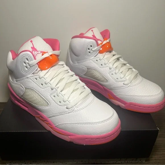 Nike White and Pink Air Jordan 5 Sneakers 6.5Y - Picture 5 of 11